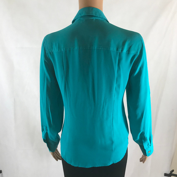 Michael Kors Green Zip up Blouse-Size 4P - Picture 3 of 8